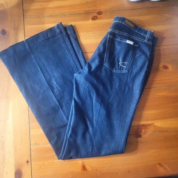 David Kahn Women's Dress Wide Leg Flare Jeans Dark Wash - Size - Picture 5 of 14